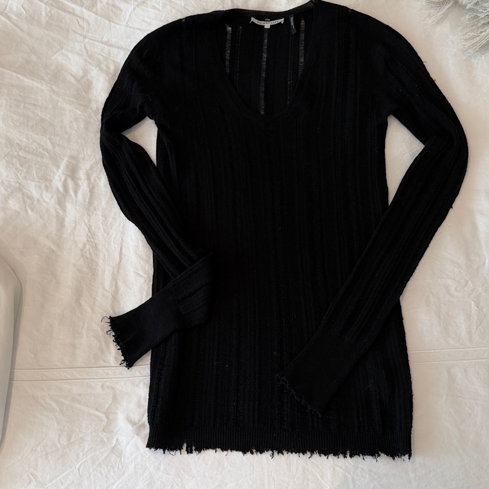 NWT Helmut Lang Black Distressed Style, Boucle Sweater
Small
Length 30”